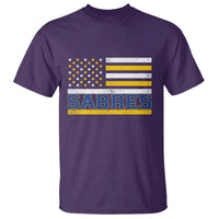 Retro Patriotic Sabres Name Pride American Flag T Shirt Distressed Sports Fan Graphic