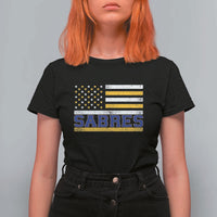 Retro Patriotic Sabres Name Pride American Flag T Shirt For Women Distressed Sports Fan Graphic