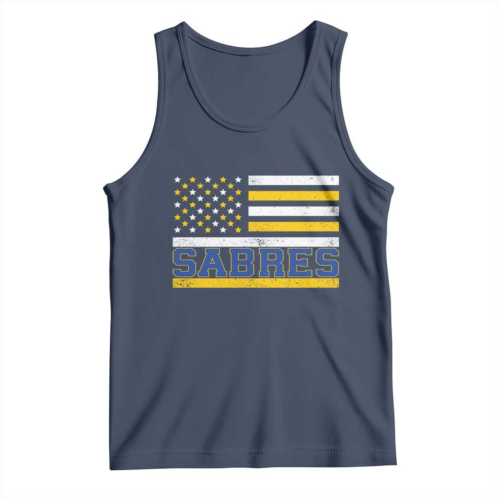 Retro Patriotic Sabres Name Pride American Flag Tank Top Distressed Sports Fan Graphic