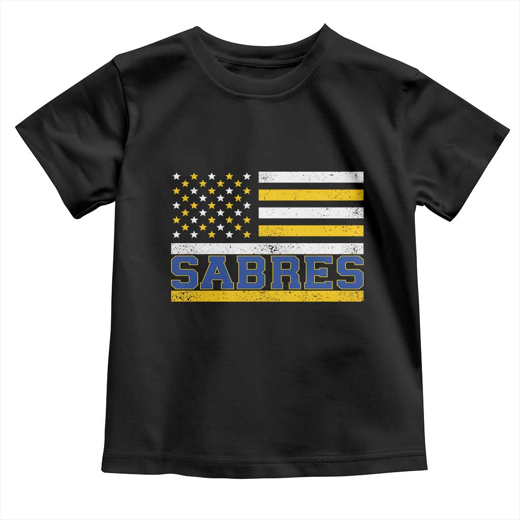 Retro Patriotic Sabres Name Pride American Flag Toddler T Shirt Distressed Sports Fan Graphic