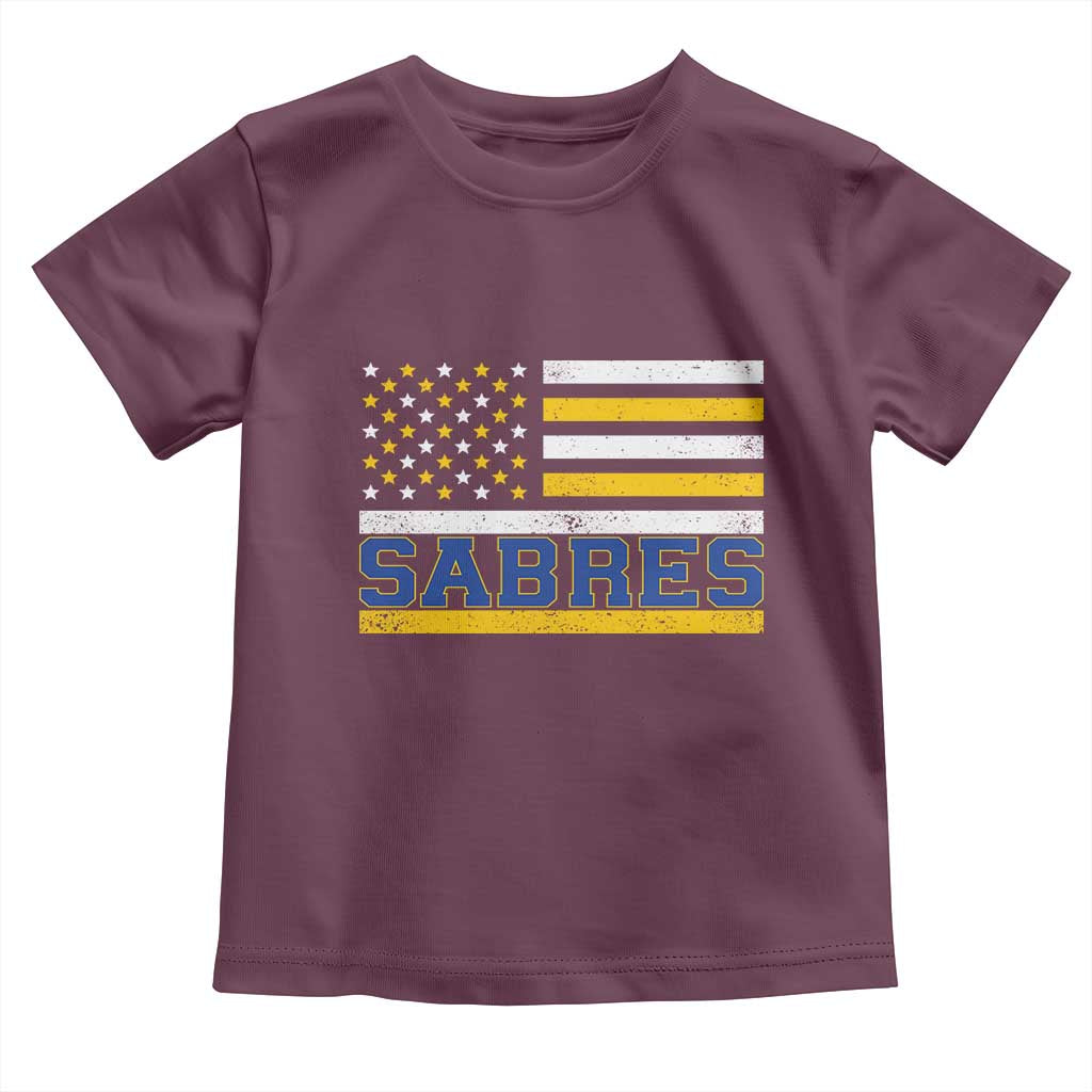 Retro Patriotic Sabres Name Pride American Flag Toddler T Shirt Distressed Sports Fan Graphic