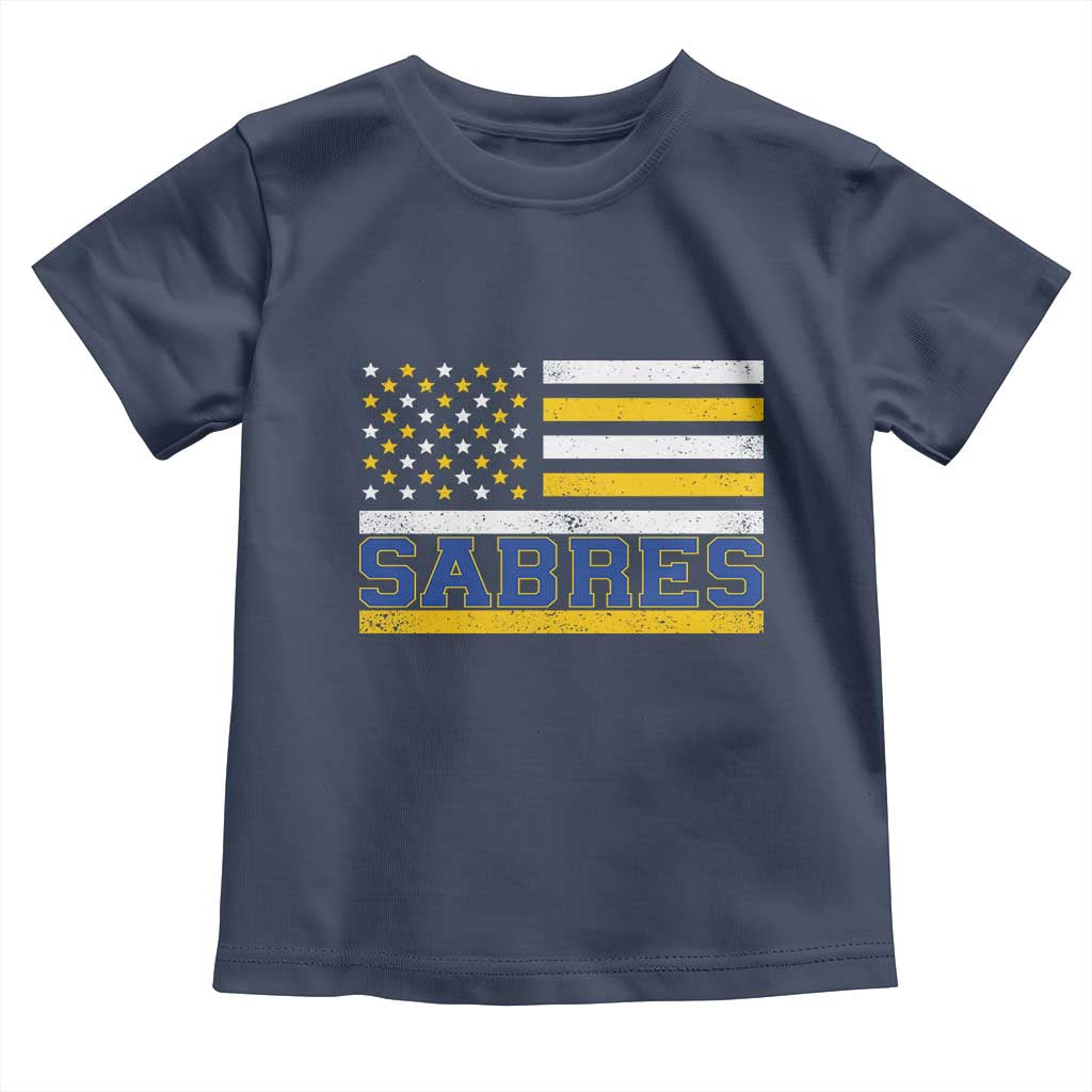 Retro Patriotic Sabres Name Pride American Flag Toddler T Shirt Distressed Sports Fan Graphic
