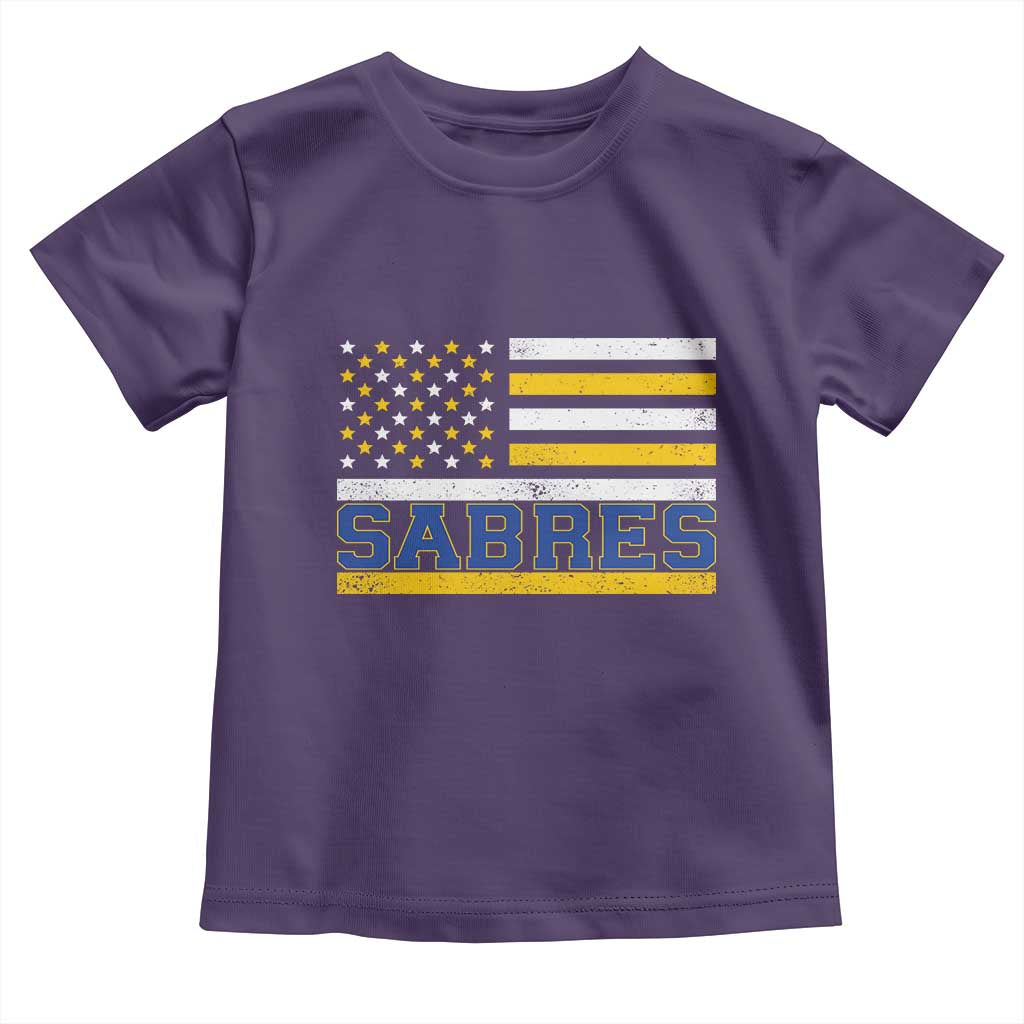 Retro Patriotic Sabres Name Pride American Flag Toddler T Shirt Distressed Sports Fan Graphic