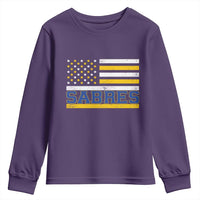 Retro Patriotic Sabres Name Pride American Flag Youth Sweatshirt Distressed Sports Fan Graphic