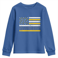 Retro Patriotic Sabres Name Pride American Flag Youth Sweatshirt Distressed Sports Fan Graphic