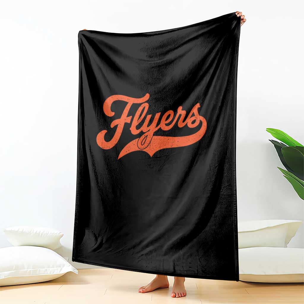 Vintage Flyers Name Script Style Throw Blanket Retro Distressed Tailgate Spirit Sports Fan