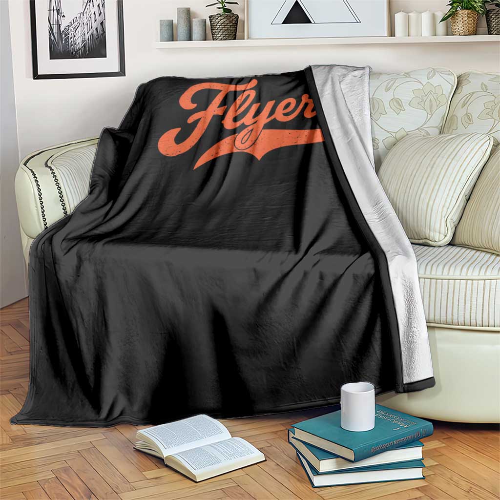 Vintage Flyers Name Script Style Throw Blanket Retro Distressed Tailgate Spirit Sports Fan