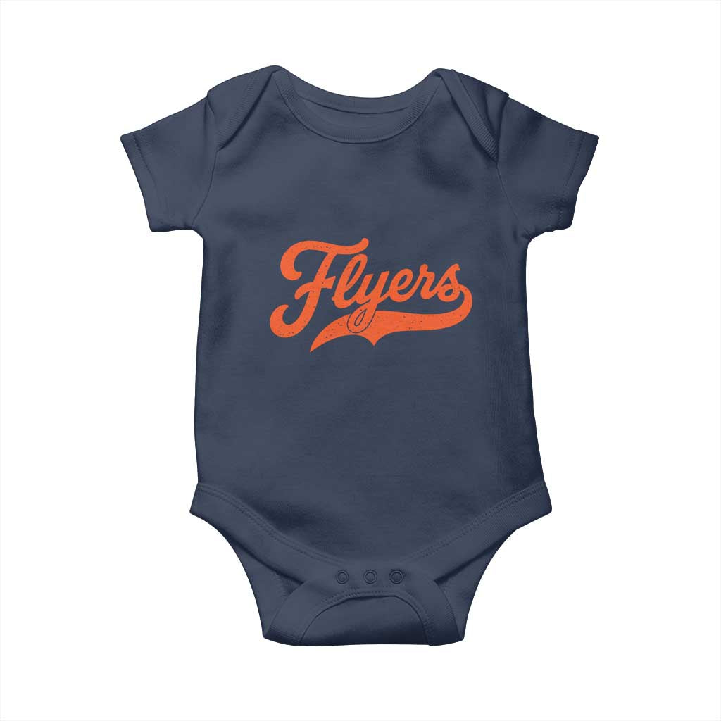 Vintage Flyers Name Script Style Baby Onesie Retro Distressed Tailgate Spirit Sports Fan