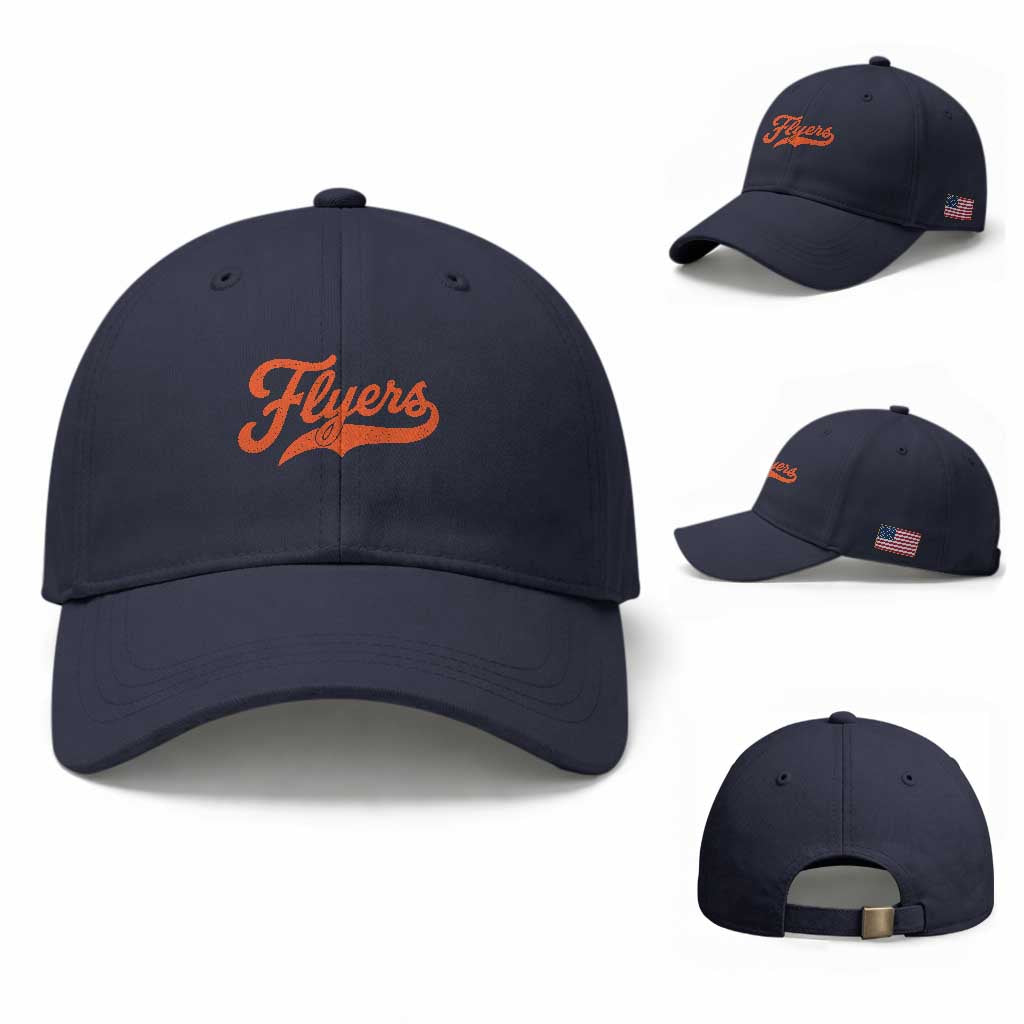 Vintage Flyers Name Script Style Baseball Cap Retro Distressed Tailgate Spirit Sports Fan
