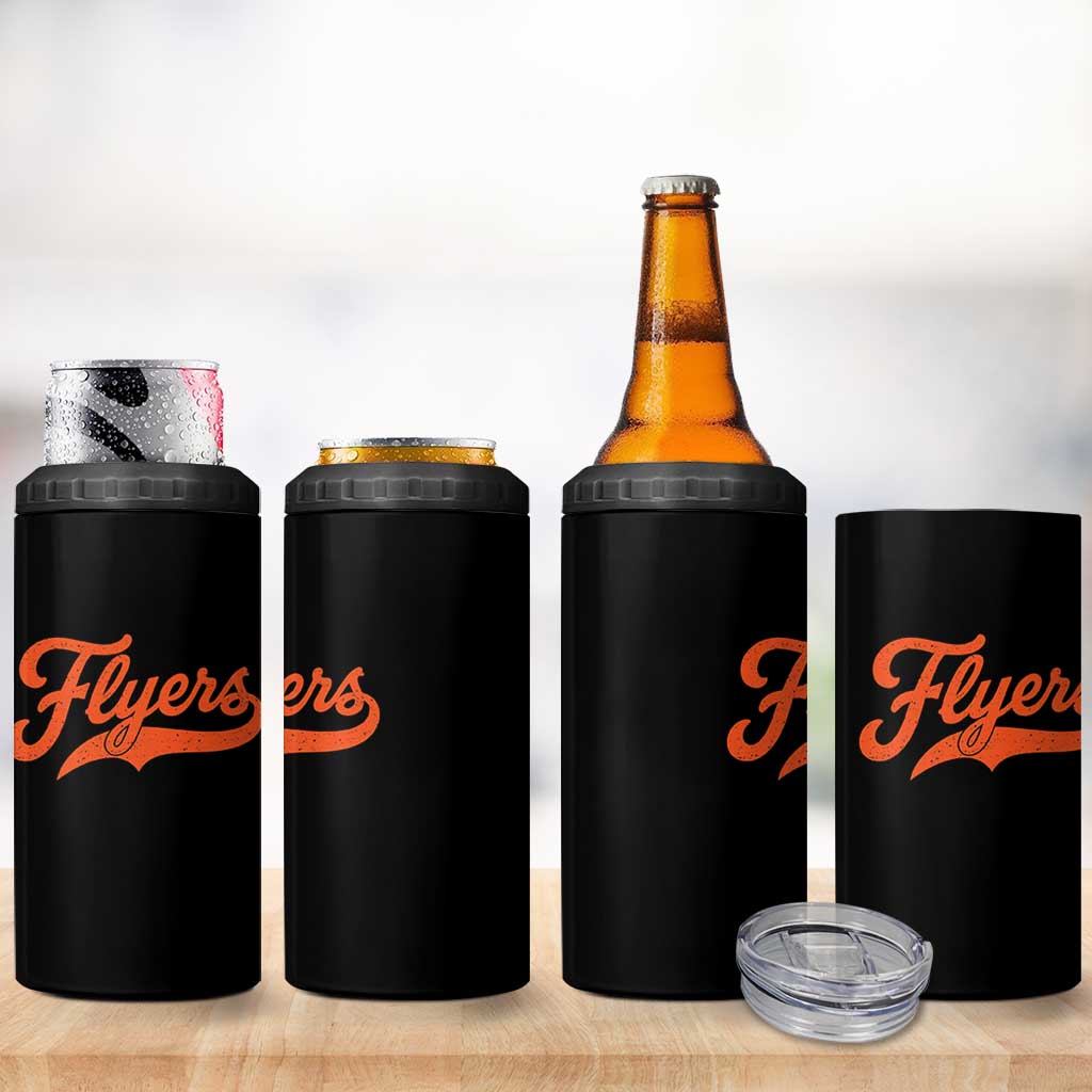 Vintage Flyers Name Script Style 4 in 1 Can Cooler Tumbler Retro Distressed Tailgate Spirit Sports Fan