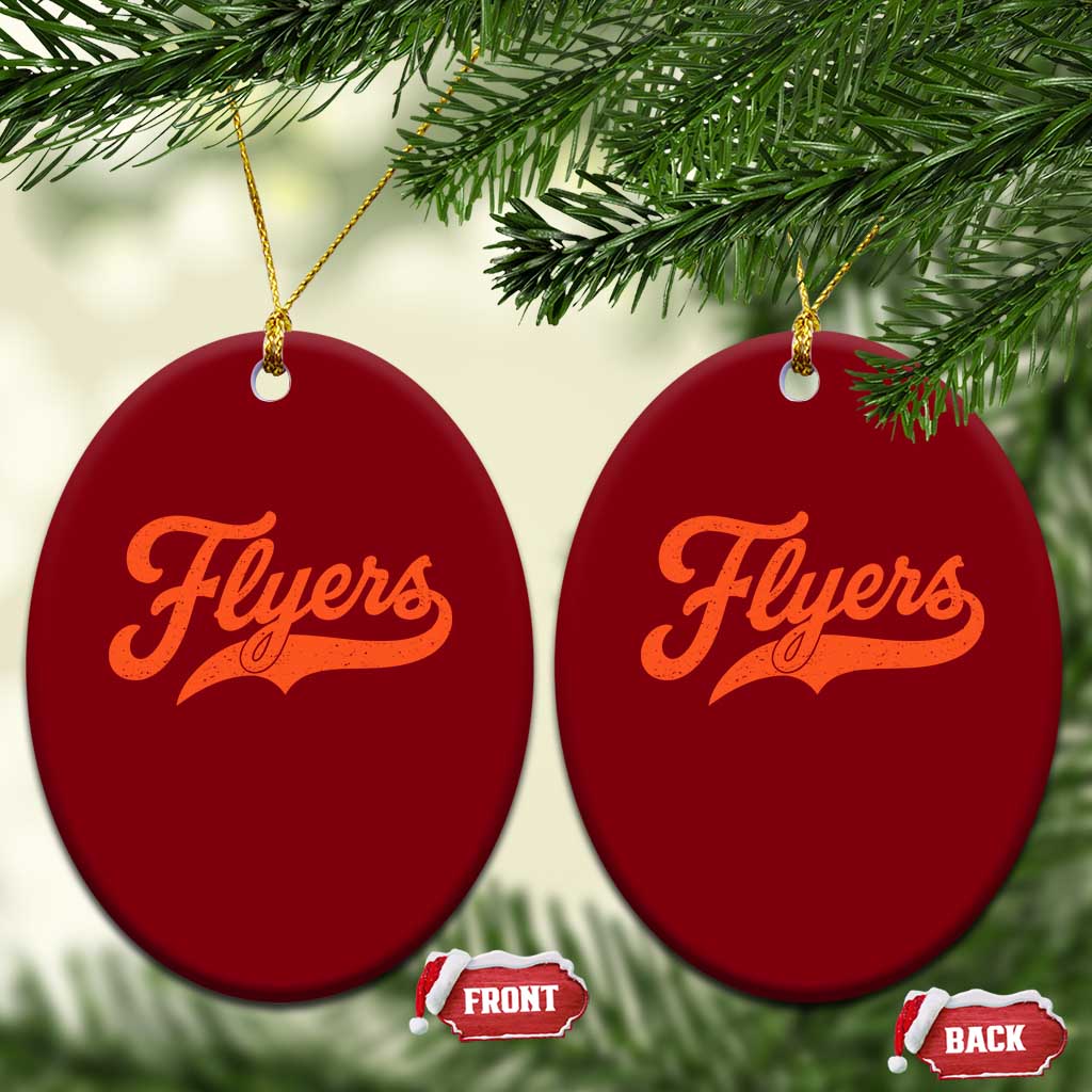 Vintage Flyers Name Script Style Ceramic Ornament Retro Distressed Tailgate Spirit Sports Fan