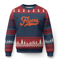 Vintage Flyers Name Script Style Ugly Christmas Sweater Retro Distressed Tailgate Spirit Sports Fan