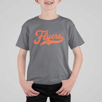 Vintage Flyers Name Script Style T Shirt For Kid Retro Distressed Tailgate Spirit Sports Fan