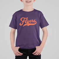Vintage Flyers Name Script Style T Shirt For Kid Retro Distressed Tailgate Spirit Sports Fan