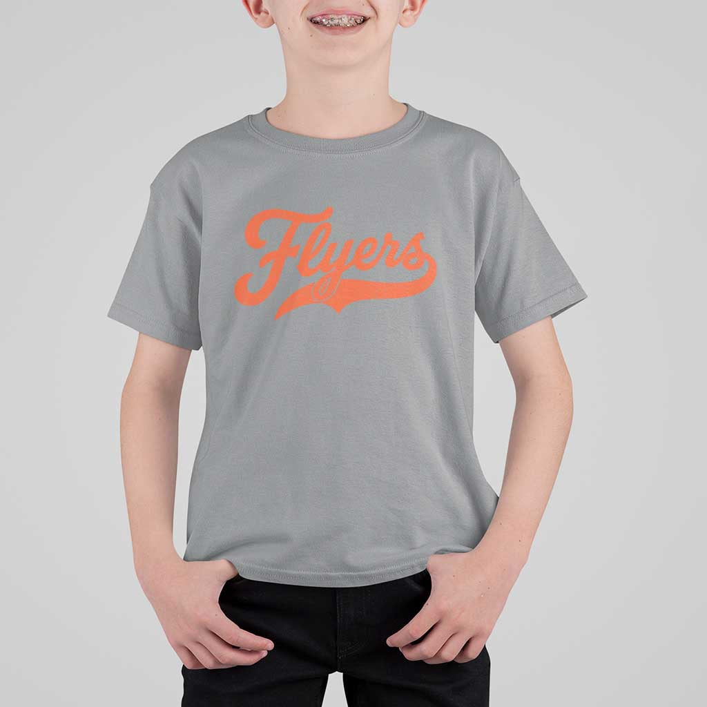 Vintage Flyers Name Script Style T Shirt For Kid Retro Distressed Tailgate Spirit Sports Fan