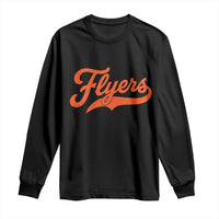Vintage Flyers Name Script Style Long Sleeve Shirt Retro Distressed Tailgate Spirit Sports Fan