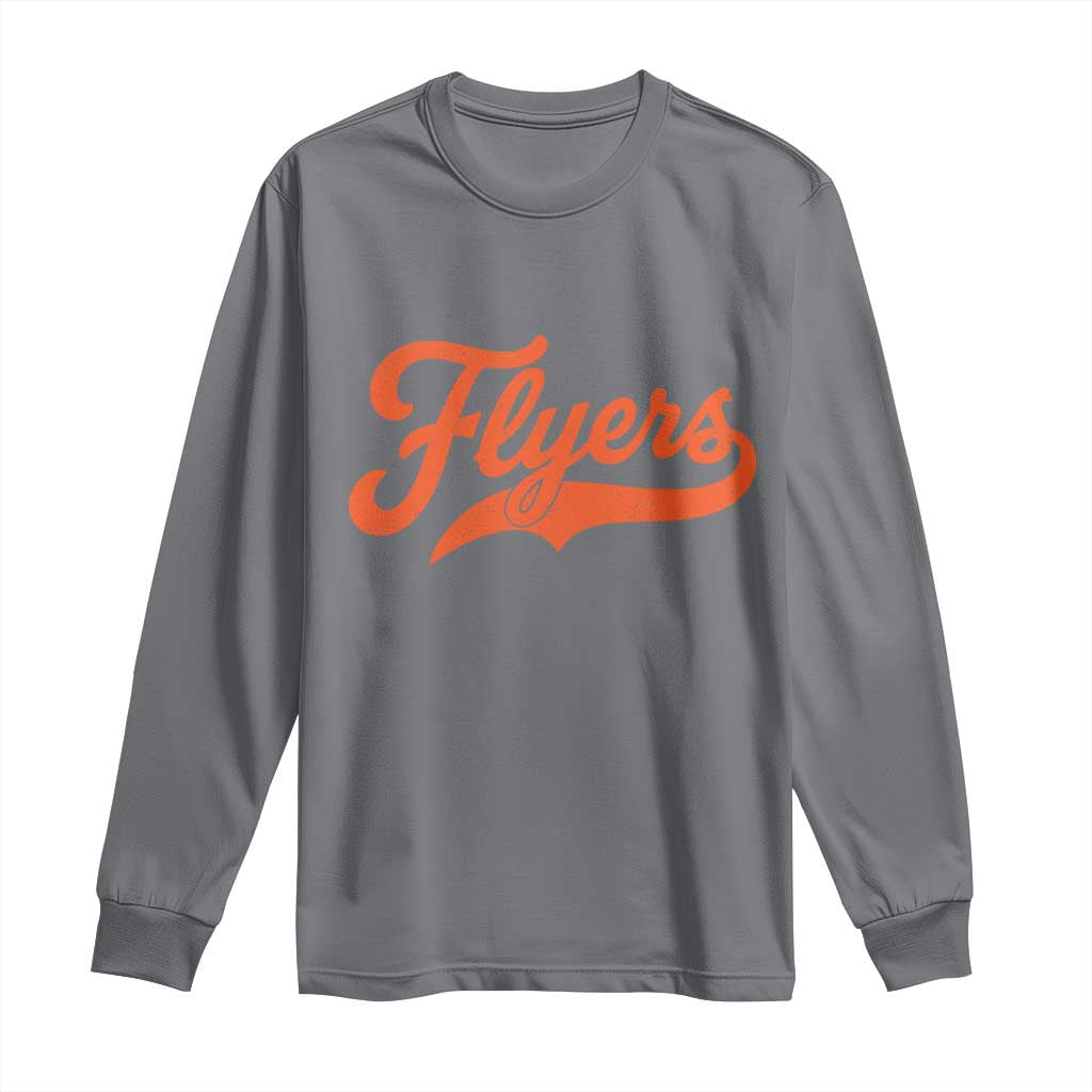 Vintage Flyers Name Script Style Long Sleeve Shirt Retro Distressed Tailgate Spirit Sports Fan