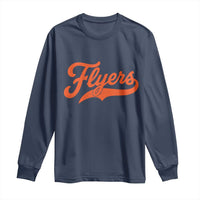 Vintage Flyers Name Script Style Long Sleeve Shirt Retro Distressed Tailgate Spirit Sports Fan