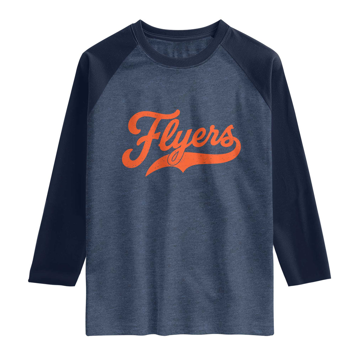 Vintage Flyers Name Script Style Raglan Shirt Retro Distressed Tailgate Spirit Sports Fan