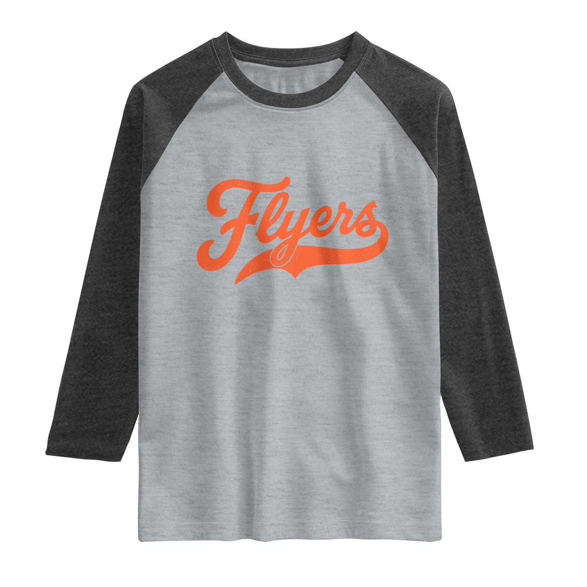 Vintage Flyers Name Script Style Raglan Shirt Retro Distressed Tailgate Spirit Sports Fan