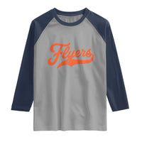 Vintage Flyers Name Script Style Raglan Shirt Retro Distressed Tailgate Spirit Sports Fan