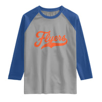 Vintage Flyers Name Script Style Raglan Shirt Retro Distressed Tailgate Spirit Sports Fan