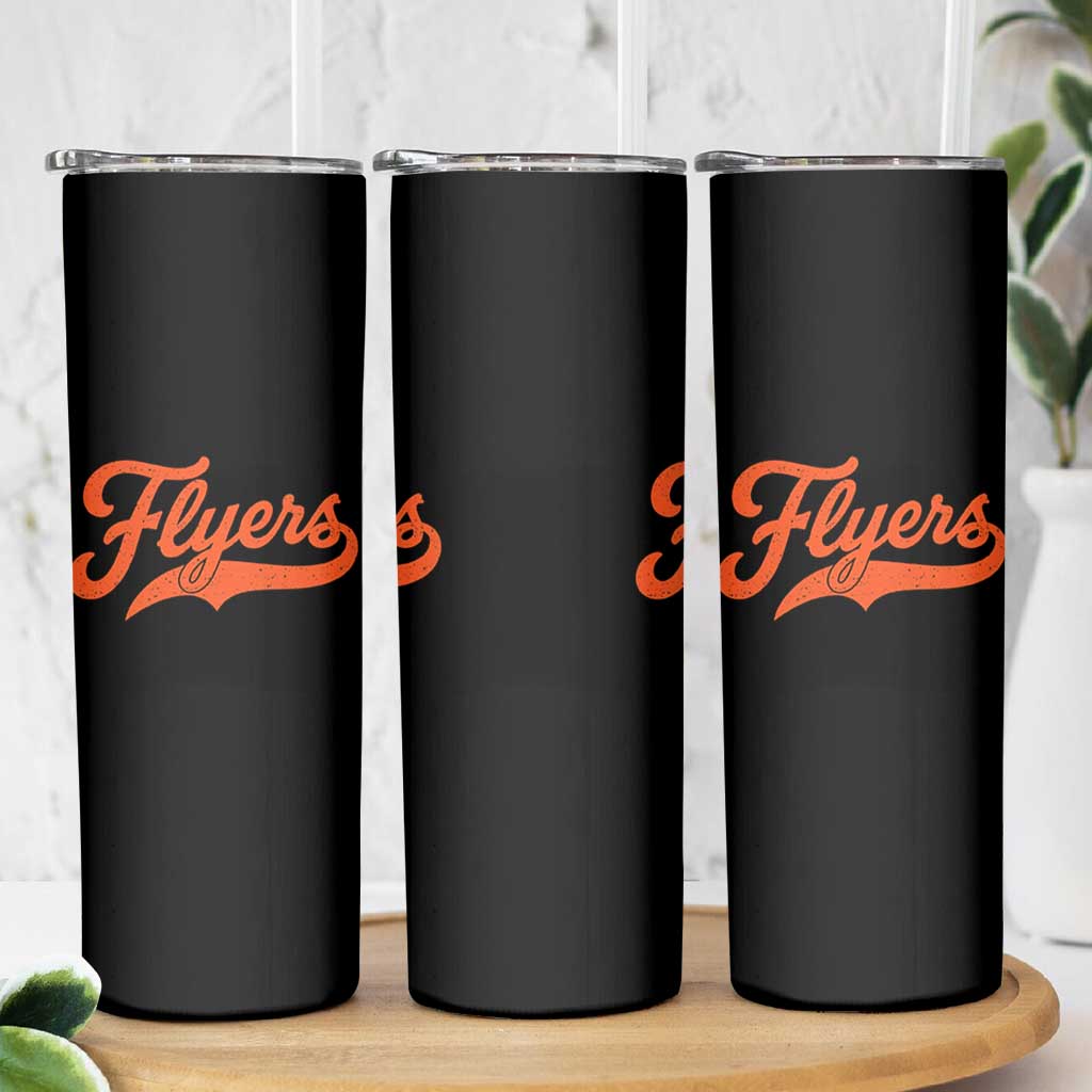 Vintage Flyers Name Script Style Skinny Tumbler Retro Distressed Tailgate Spirit Sports Fan