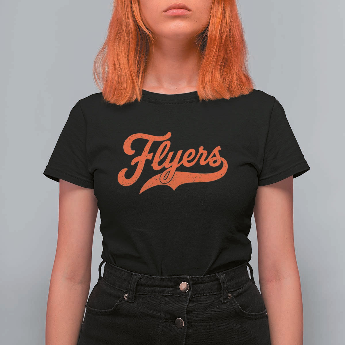 Vintage Flyers Name Script Style T Shirt For Women Retro Distressed Tailgate Spirit Sports Fan