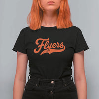 Vintage Flyers Name Script Style T Shirt For Women Retro Distressed Tailgate Spirit Sports Fan