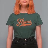 Vintage Flyers Name Script Style T Shirt For Women Retro Distressed Tailgate Spirit Sports Fan