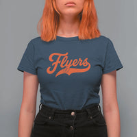 Vintage Flyers Name Script Style T Shirt For Women Retro Distressed Tailgate Spirit Sports Fan