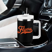Vintage Flyers Name Script Style Tumbler With Handle Retro Distressed Tailgate Spirit Sports Fan