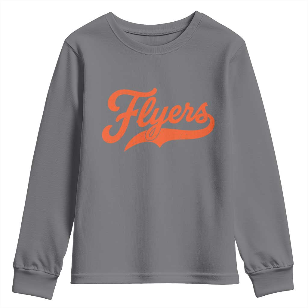Vintage Flyers Name Script Style Youth Sweatshirt Retro Distressed Tailgate Spirit Sports Fan