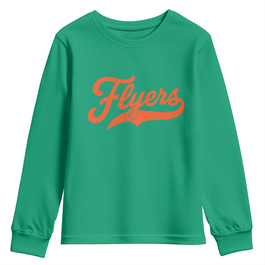 Vintage Flyers Name Script Style Youth Sweatshirt Retro Distressed Tailgate Spirit Sports Fan