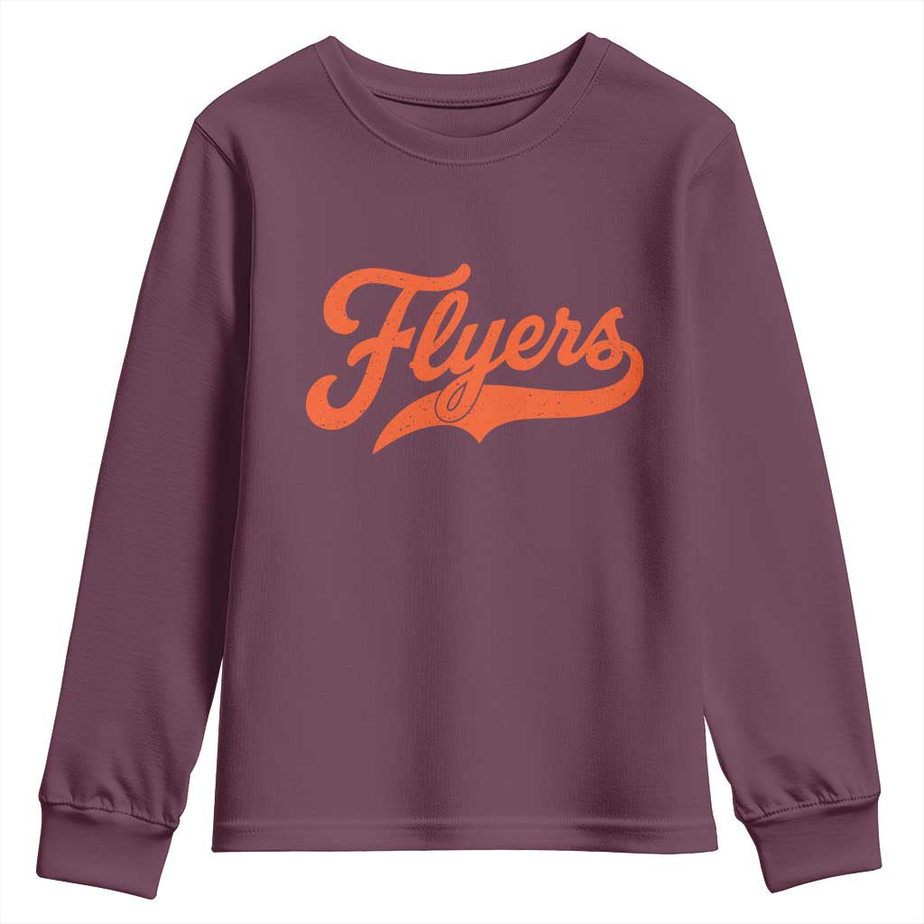 Vintage Flyers Name Script Style Youth Sweatshirt Retro Distressed Tailgate Spirit Sports Fan