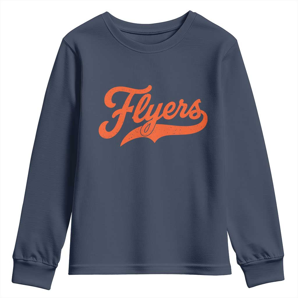 Vintage Flyers Name Script Style Youth Sweatshirt Retro Distressed Tailgate Spirit Sports Fan