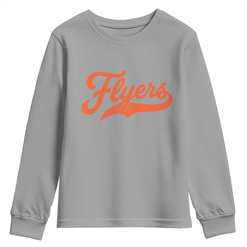 Vintage Flyers Name Script Style Youth Sweatshirt Retro Distressed Tailgate Spirit Sports Fan