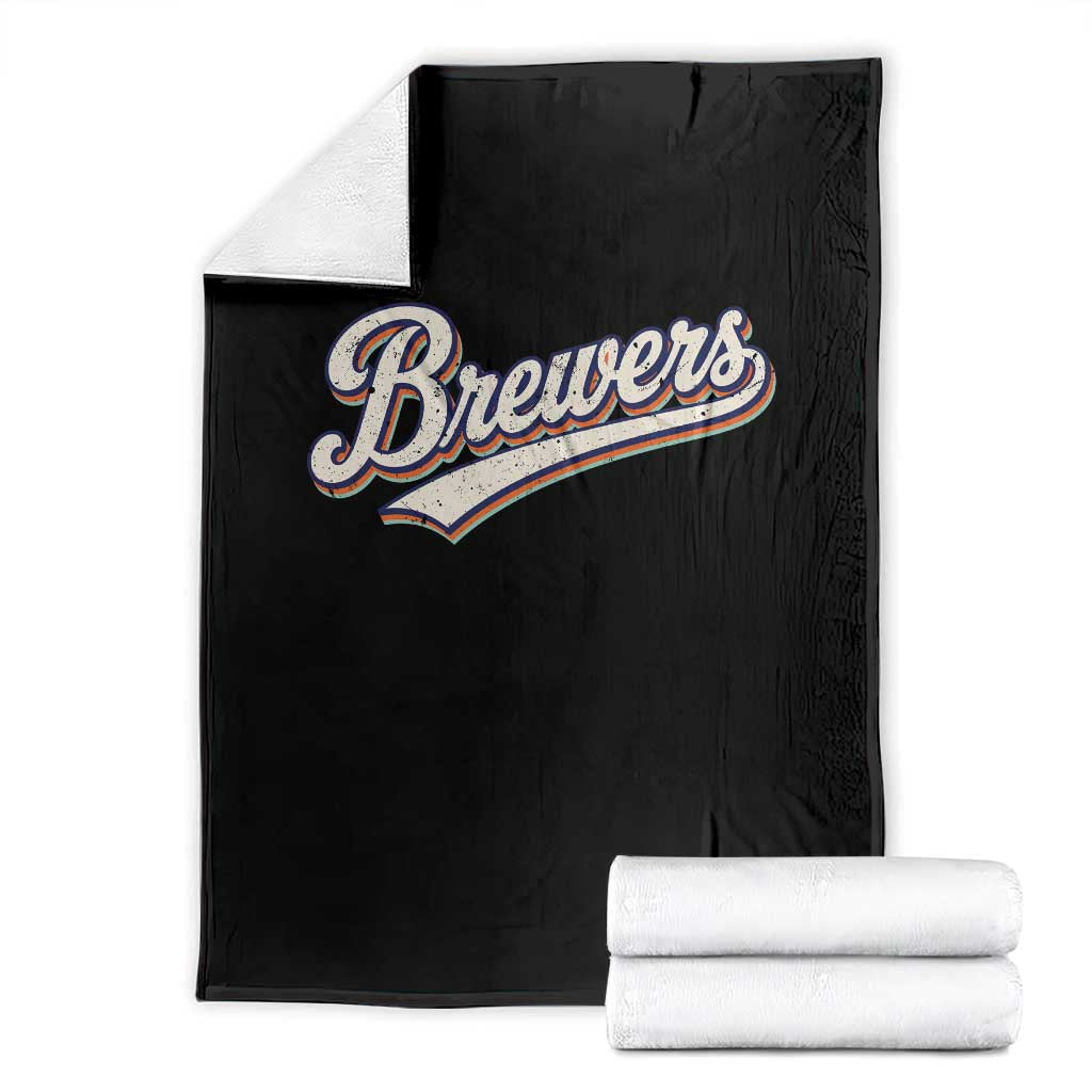 Vintage 70s Brewers Name Script Style Throw Blanket Retro Distressed Tailgate Spirit Sports Fan