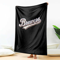 Vintage 70s Brewers Name Script Style Throw Blanket Retro Distressed Tailgate Spirit Sports Fan