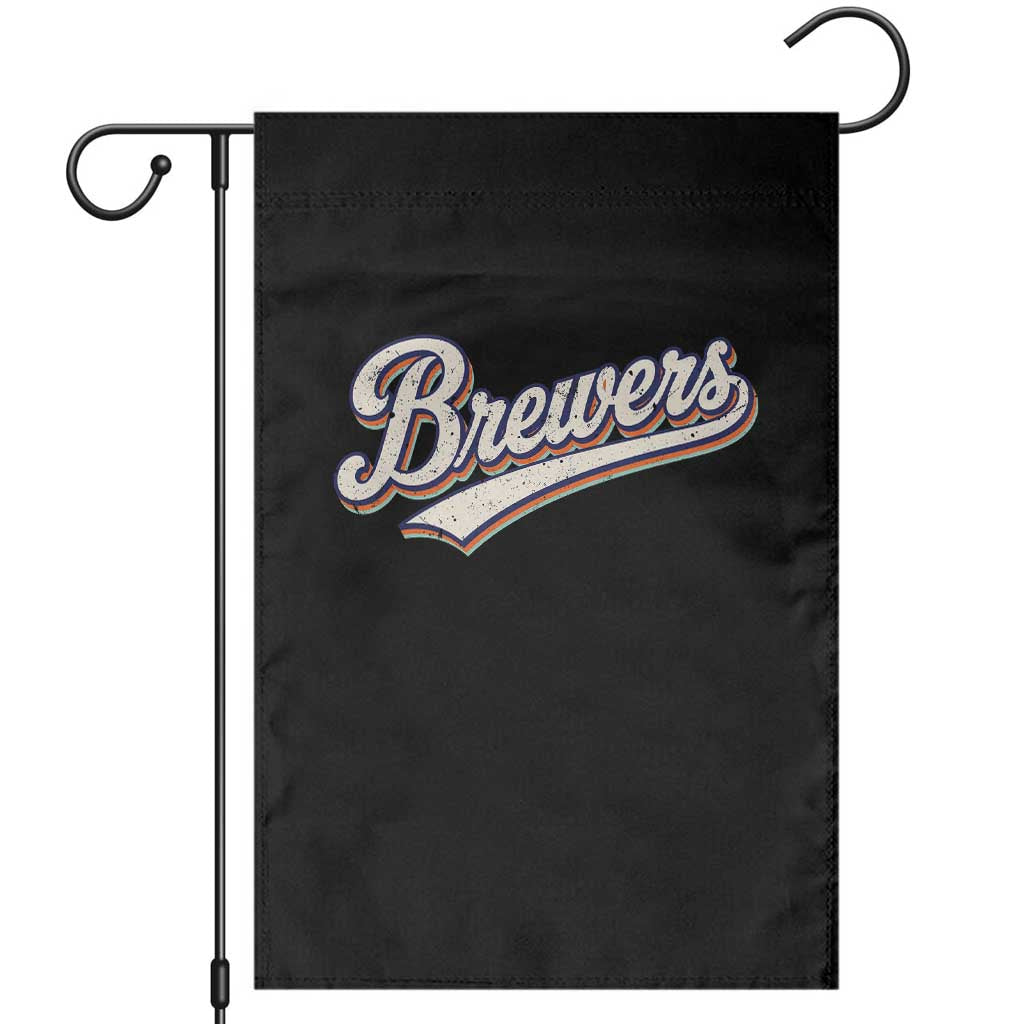 Vintage 70s Brewers Name Script Style Garden Flag Retro Distressed Tailgate Spirit Sports Fan