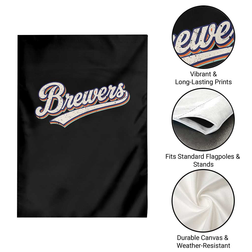 Vintage 70s Brewers Name Script Style Garden Flag Retro Distressed Tailgate Spirit Sports Fan
