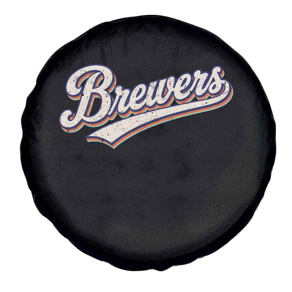 Vintage 70s Brewers Name Script Style Spare Tire Cover Retro Distressed Tailgate Spirit Sports Fan