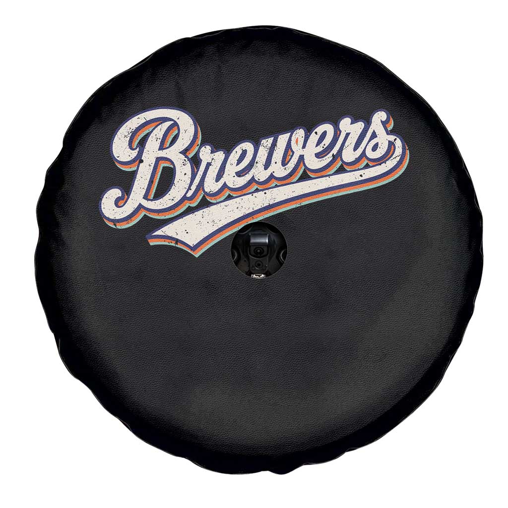 Vintage 70s Brewers Name Script Style Spare Tire Cover Retro Distressed Tailgate Spirit Sports Fan