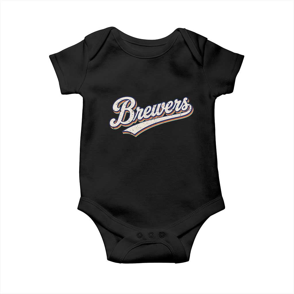 Vintage 70s Brewers Name Script Style Baby Onesie Retro Distressed Tailgate Spirit Sports Fan