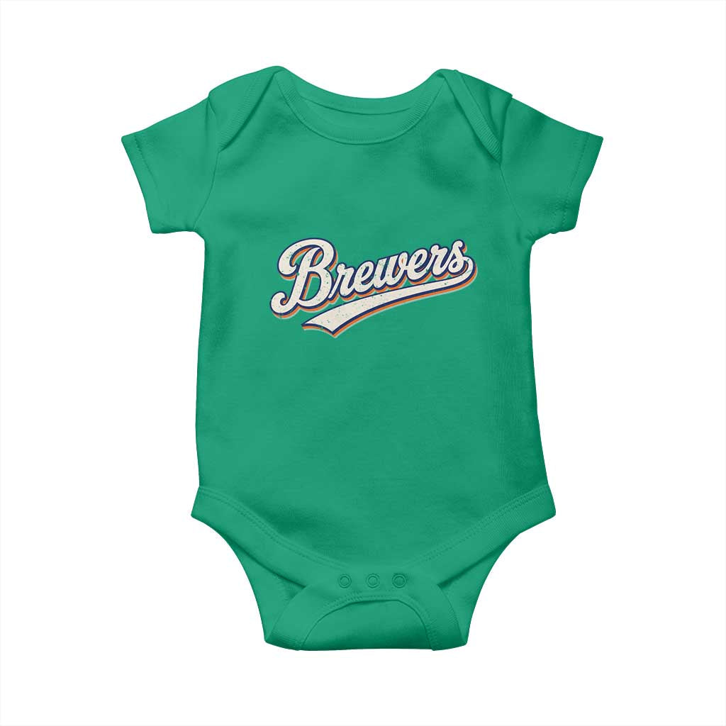 Vintage 70s Brewers Name Script Style Baby Onesie Retro Distressed Tailgate Spirit Sports Fan