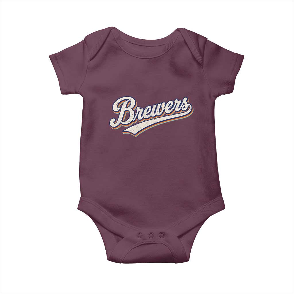 Vintage 70s Brewers Name Script Style Baby Onesie Retro Distressed Tailgate Spirit Sports Fan