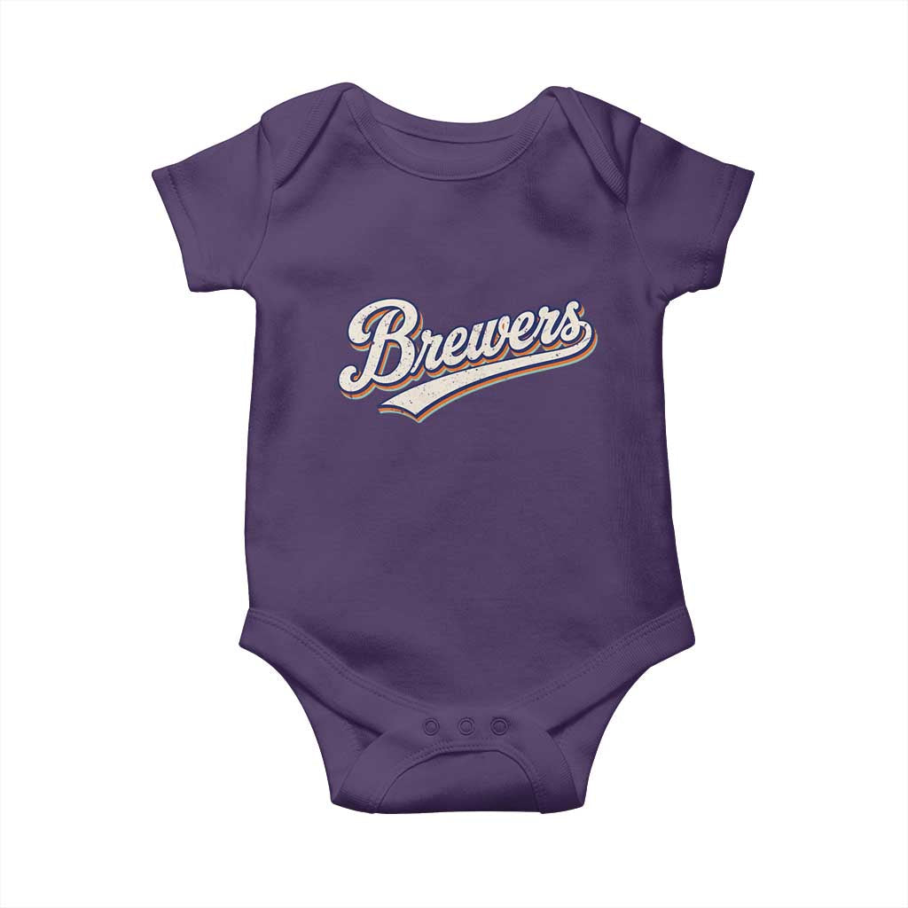 Vintage 70s Brewers Name Script Style Baby Onesie Retro Distressed Tailgate Spirit Sports Fan