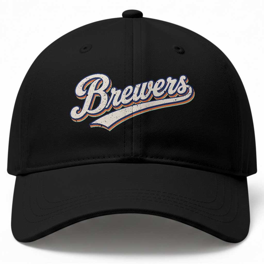 Vintage 70s Brewers Name Script Style Baseball Cap Retro Distressed Tailgate Spirit Sports Fan