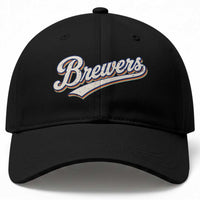 Vintage 70s Brewers Name Script Style Baseball Cap Retro Distressed Tailgate Spirit Sports Fan
