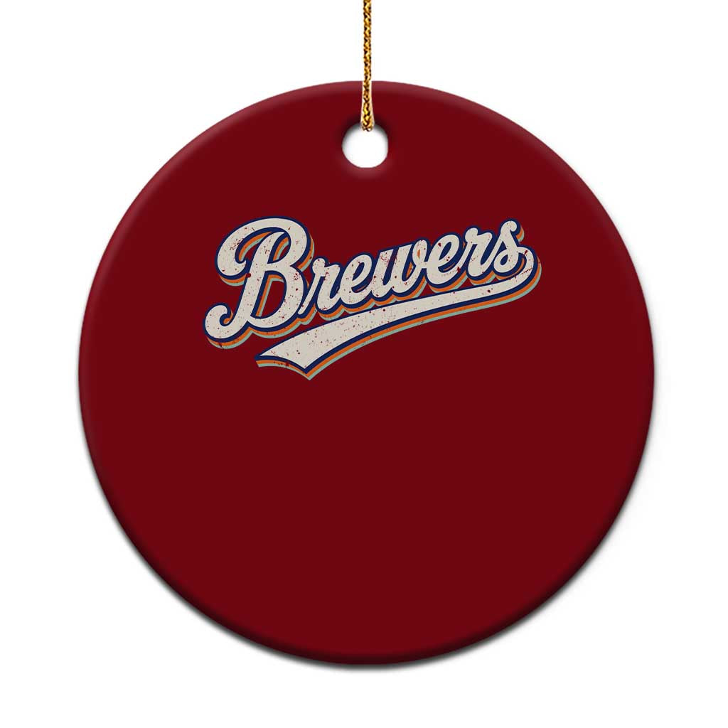 Vintage 70s Brewers Name Script Style Ceramic Ornament Retro Distressed Tailgate Spirit Sports Fan